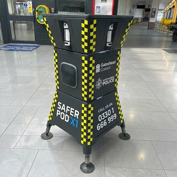 Safer POD X1 security device in a bus terminal.
