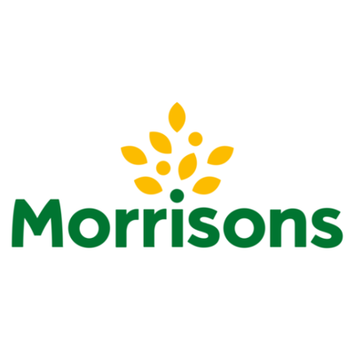 Morrisons logo featuring green text with a yellow leaf design above.