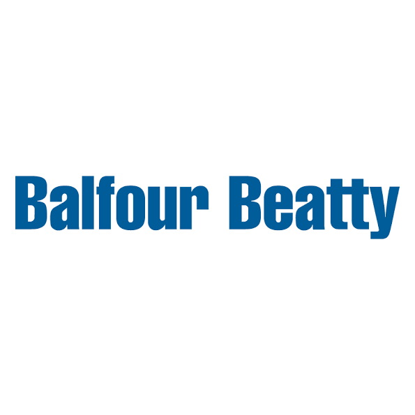 Balfour Beatty logo in bold blue text against a white background, representing a leading infrastructure and construction company.