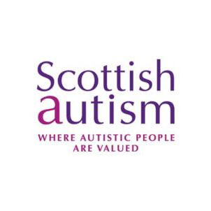 Logo of Scottish Autism, featuring the phrase "Where autistic people are valued" in purple and red text.